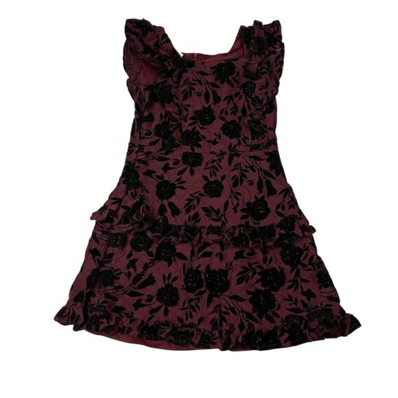 Zac Posen Other - Zac Posen Girl Maroon with Black Floral Dress